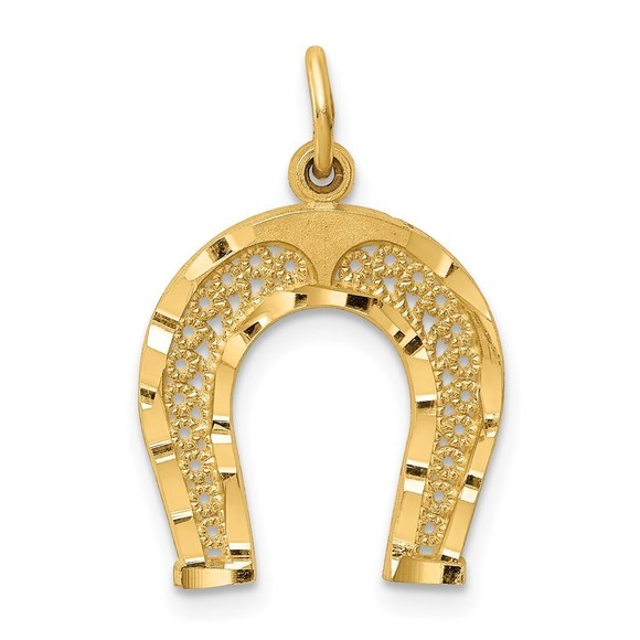 14k Yellow Gold Equestrian Fine Jewelry Horseshoe Necklace...